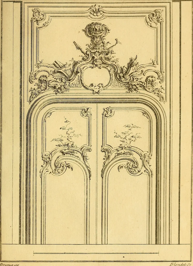 An illustration from L'art de bâtir des maisons de campagne : où L'on traite de leur distribution, de leur construction, & de leur decoration ... Avec l'explication de ces projets, et des desseins de menuiserie, de serrurerie, de parterres, & d'autres ornemens propres à la decoration intérieure & extérieure ..., 1761, leaf 362