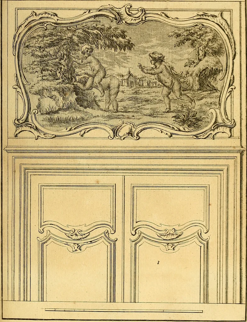An illustration from L'art de bâtir des maisons de campagne : où L'on traite de leur distribution, de leur construction, & de leur decoration ... Avec l'explication de ces projets, et des desseins de menuiserie, de serrurerie, de parterres, & d'autres ornemens propres à la decoration intérieure & extérieure ..., 1761, leaf 370