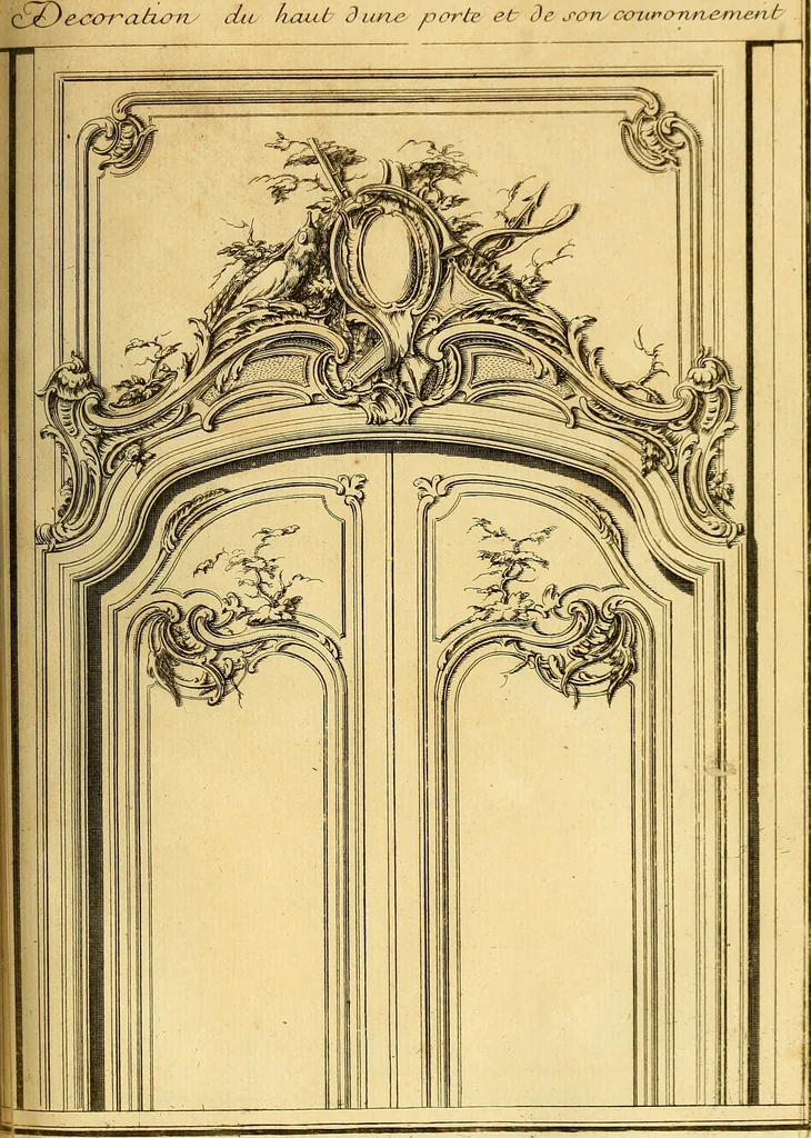 An illustration from L'art de bâtir des maisons de campagne : où L'on traite de leur distribution, de leur construction, & de leur decoration ... Avec l'explication de ces projets, et des desseins de menuiserie, de serrurerie, de parterres, & d'autres ornemens propres à la decoration intérieure & extérieure ..., 1761, leaf 372