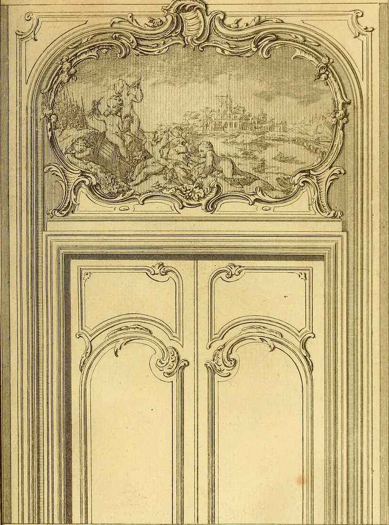 An illustration from L'art de bâtir des maisons de campagne : où L'on traite de leur distribution, de leur construction, & de leur decoration ... Avec l'explication de ces projets, et des desseins de menuiserie, de serrurerie, de parterres, & d'autres ornemens propres à la decoration intérieure & extérieure ..., 1761, leaf 374