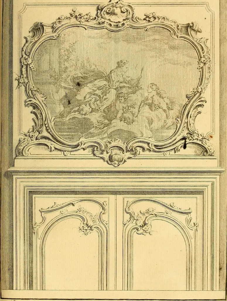 An illustration from L'art de bâtir des maisons de campagne : où L'on traite de leur distribution, de leur construction, & de leur decoration ... Avec l'explication de ces projets, et des desseins de menuiserie, de serrurerie, de parterres, & d'autres ornemens propres à la decoration intérieure & extérieure ..., 1761, leaf 376