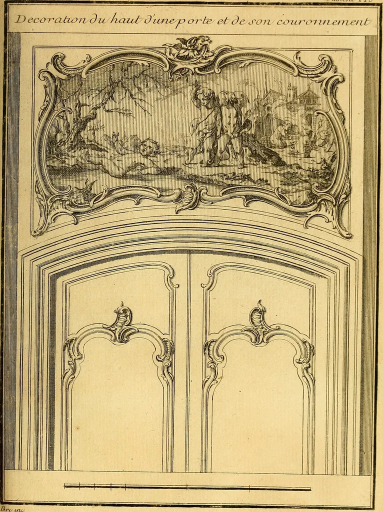 An illustration from L'art de bâtir des maisons de campagne : où L'on traite de leur distribution, de leur construction, & de leur decoration ... Avec l'explication de ces projets, et des desseins de menuiserie, de serrurerie, de parterres, & d'autres ornemens propres à la decoration intérieure & extérieure ..., 1761, leaf 378