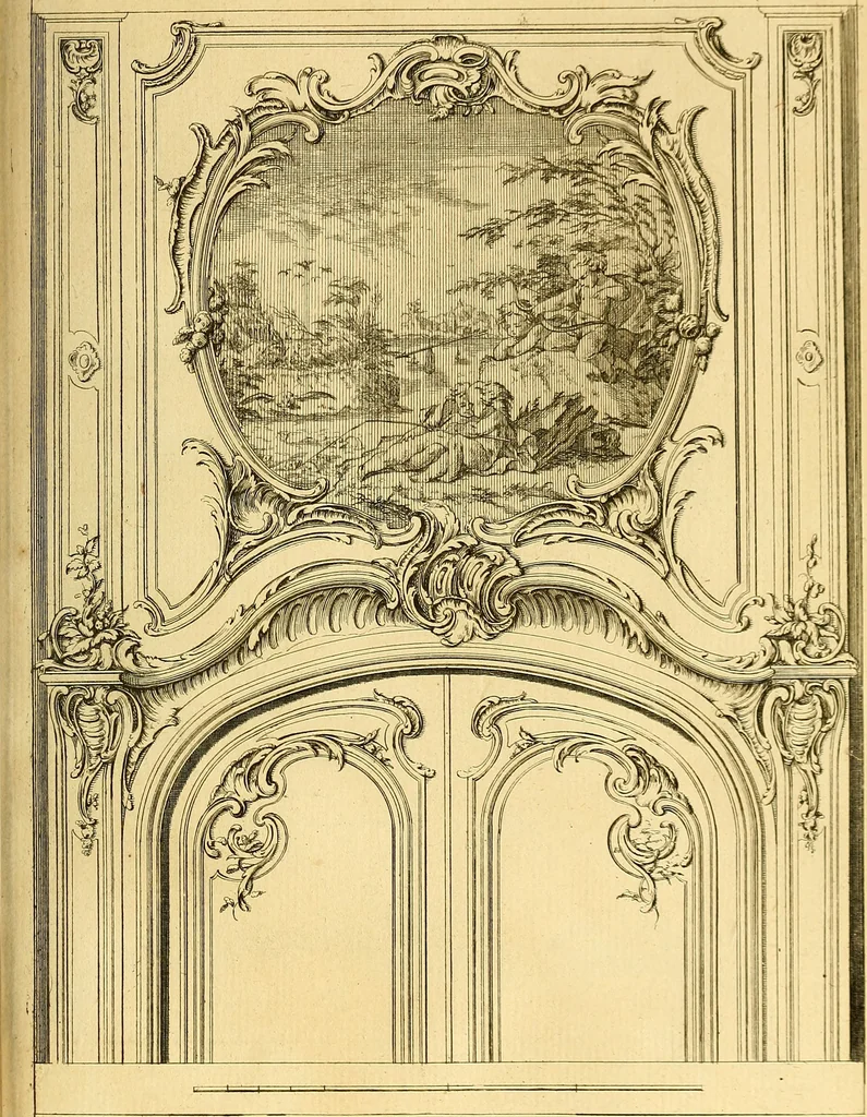 An illustration from L'art de bâtir des maisons de campagne : où L'on traite de leur distribution, de leur construction, & de leur decoration ... Avec l'explication de ces projets, et des desseins de menuiserie, de serrurerie, de parterres, & d'autres ornemens propres à la decoration intérieure & extérieure ..., 1761, leaf 380