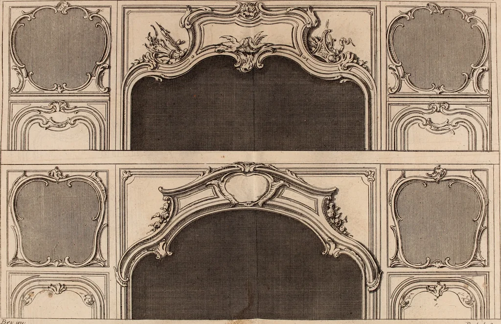 An illustration from L'art de bâtir des maisons de campagne : où L'on traite de leur distribution, de leur construction, & de leur decoration ... Avec l'explication de ces projets, et des desseins de menuiserie, de serrurerie, de parterres, & d'autres ornemens propres à la decoration intérieure & extérieure ..., 1761, leaf 386