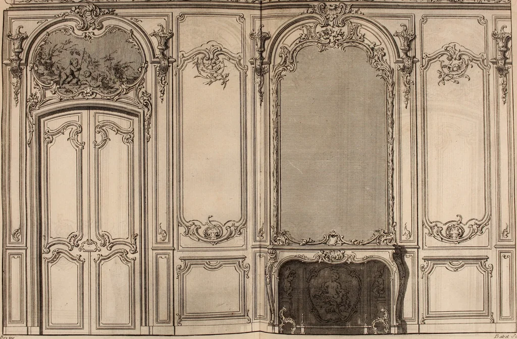 An illustration from L'art de bâtir des maisons de campagne : où L'on traite de leur distribution, de leur construction, & de leur decoration ... Avec l'explication de ces projets, et des desseins de menuiserie, de serrurerie, de parterres, & d'autres ornemens propres à la decoration intérieure & extérieure ..., 1761, leaf 392