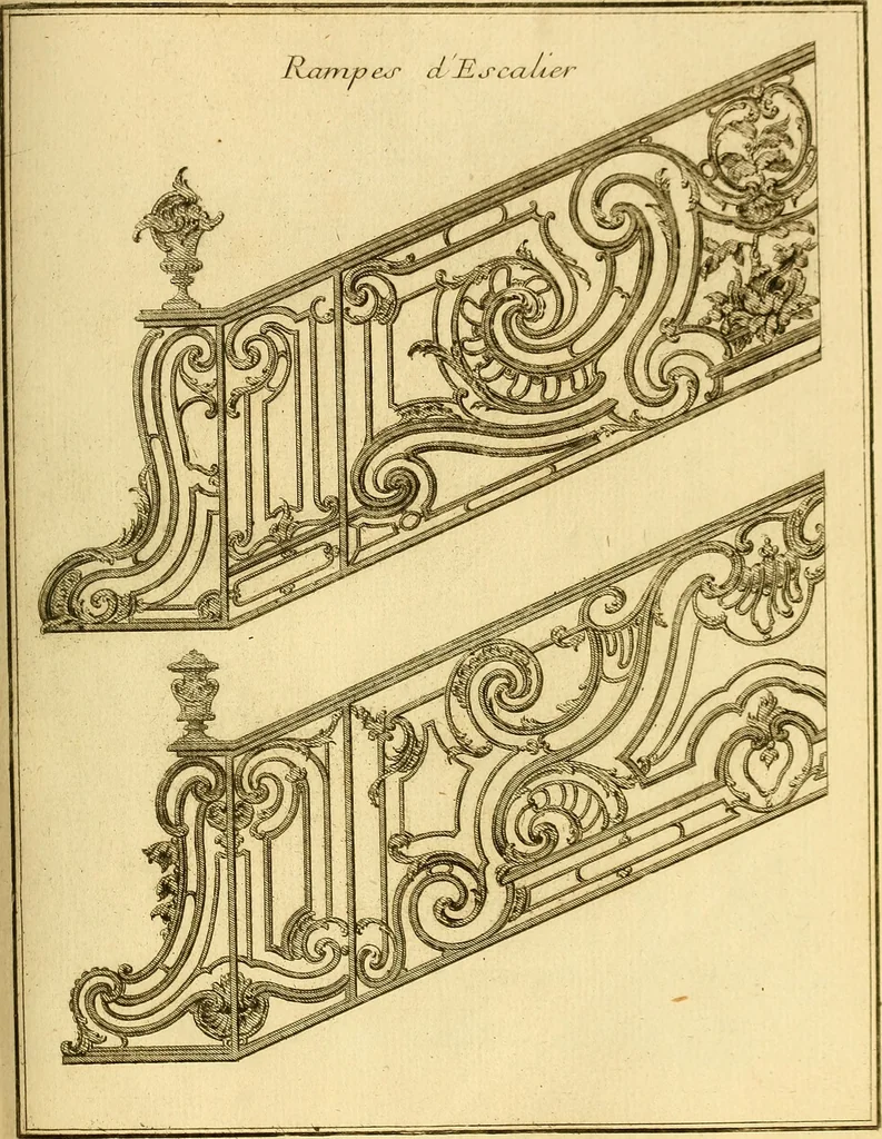 An illustration from L'art de bâtir des maisons de campagne : où L'on traite de leur distribution, de leur construction, & de leur decoration ... Avec l'explication de ces projets, et des desseins de menuiserie, de serrurerie, de parterres, & d'autres ornemens propres à la decoration intérieure & extérieure ..., 1761, leaf 408
