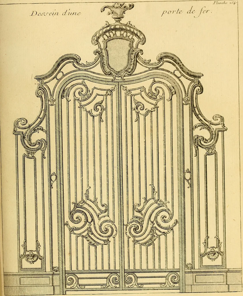 An illustration from L'art de bâtir des maisons de campagne : où L'on traite de leur distribution, de leur construction, & de leur decoration ... Avec l'explication de ces projets, et des desseins de menuiserie, de serrurerie, de parterres, & d'autres ornemens propres à la decoration intérieure & extérieure ..., 1761, leaf 410