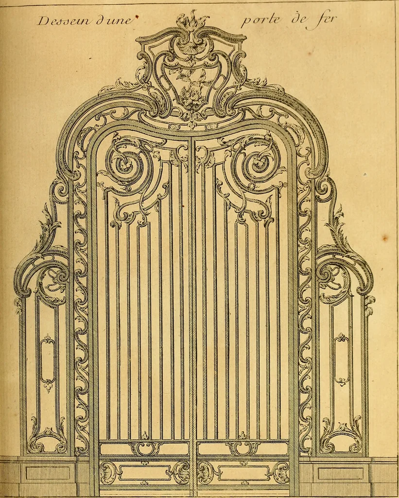 An illustration from L'art de bâtir des maisons de campagne : où L'on traite de leur distribution, de leur construction, & de leur decoration ... Avec l'explication de ces projets, et des desseins de menuiserie, de serrurerie, de parterres, & d'autres ornemens propres à la decoration intérieure & extérieure ..., 1761, leaf 412