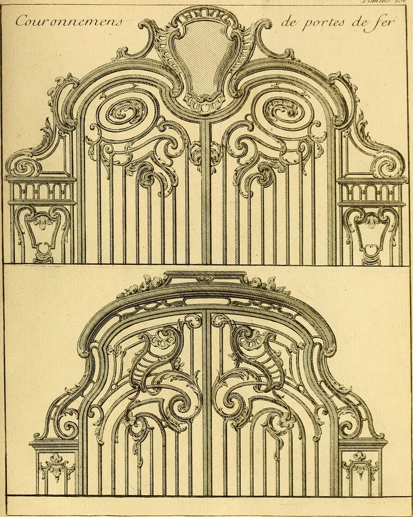 An illustration from L'art de bâtir des maisons de campagne : où L'on traite de leur distribution, de leur construction, & de leur decoration ... Avec l'explication de ces projets, et des desseins de menuiserie, de serrurerie, de parterres, & d'autres ornemens propres à la decoration intérieure & extérieure ..., 1761, leaf 414