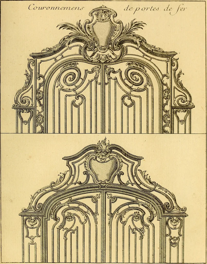 An illustration from L'art de bâtir des maisons de campagne : où L'on traite de leur distribution, de leur construction, & de leur decoration ... Avec l'explication de ces projets, et des desseins de menuiserie, de serrurerie, de parterres, & d'autres ornemens propres à la decoration intérieure & extérieure ..., 1761, leaf 416
