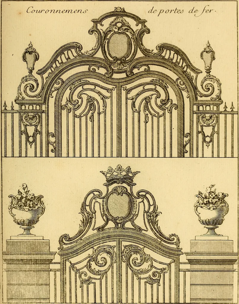 An illustration from L'art de bâtir des maisons de campagne : où L'on traite de leur distribution, de leur construction, & de leur decoration ... Avec l'explication de ces projets, et des desseins de menuiserie, de serrurerie, de parterres, & d'autres ornemens propres à la decoration intérieure & extérieure ..., 1761, leaf 418