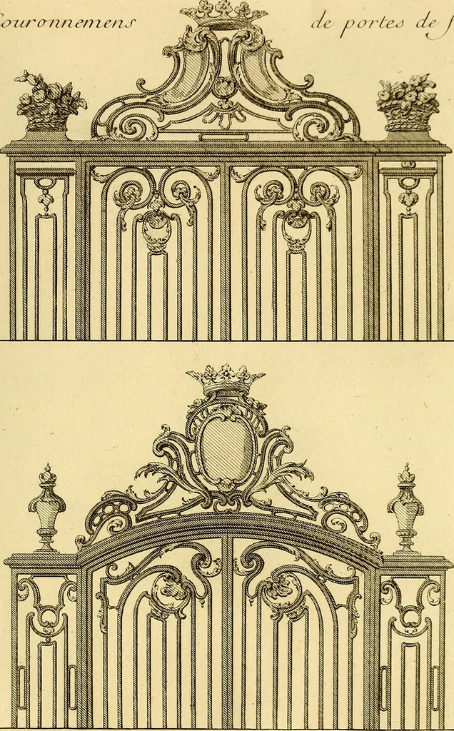 An illustration from L'art de bâtir des maisons de campagne : où L'on traite de leur distribution, de leur construction, & de leur decoration ... Avec l'explication de ces projets, et des desseins de menuiserie, de serrurerie, de parterres, & d'autres ornemens propres à la decoration intérieure & extérieure ..., 1761, leaf 420