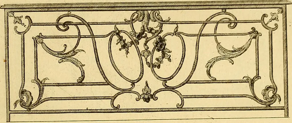 An illustration from L'art de bâtir des maisons de campagne : où L'on traite de leur distribution, de leur construction, & de leur decoration ... Avec l'explication de ces projets, et des desseins de menuiserie, de serrurerie, de parterres, & d'autres ornemens propres à la decoration intérieure & extérieure ..., 1761, leaf 424