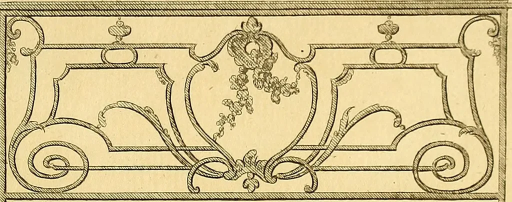 An illustration from L'art de bâtir des maisons de campagne : où L'on traite de leur distribution, de leur construction, & de leur decoration ... Avec l'explication de ces projets, et des desseins de menuiserie, de serrurerie, de parterres, & d'autres ornemens propres à la decoration intérieure & extérieure ..., 1761, leaf 426
