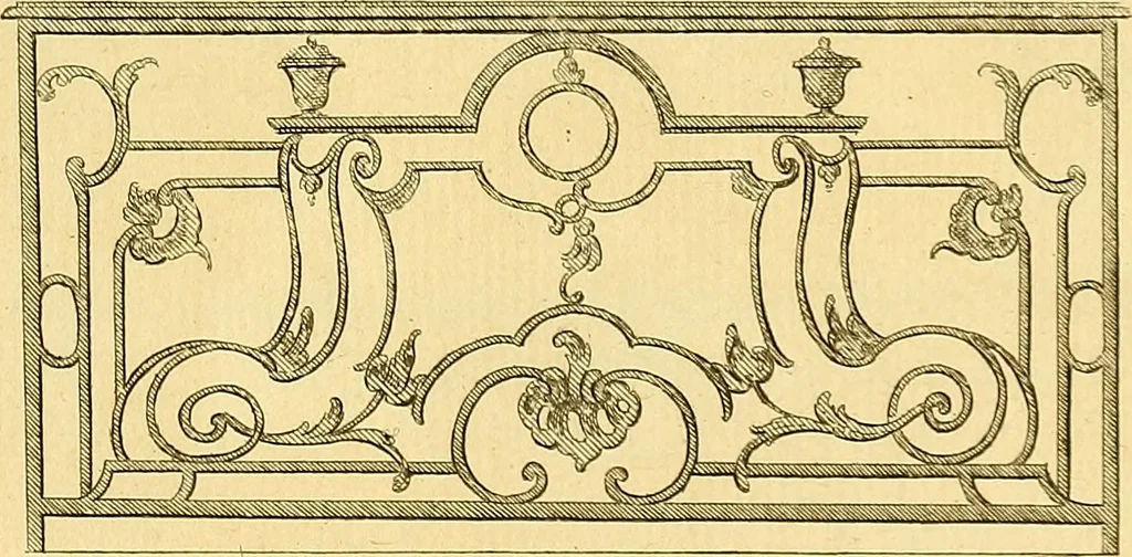 An illustration from L'art de bâtir des maisons de campagne : où L'on traite de leur distribution, de leur construction, & de leur decoration ... Avec l'explication de ces projets, et des desseins de menuiserie, de serrurerie, de parterres, & d'autres ornemens propres à la decoration intérieure & extérieure ..., 1761, leaf 426