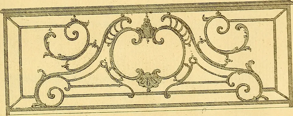 An illustration from L'art de bâtir des maisons de campagne : où L'on traite de leur distribution, de leur construction, & de leur decoration ... Avec l'explication de ces projets, et des desseins de menuiserie, de serrurerie, de parterres, & d'autres ornemens propres à la decoration intérieure & extérieure ..., 1761, leaf 428