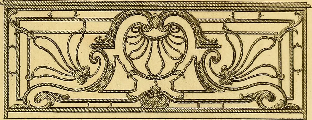 An illustration from L'art de bâtir des maisons de campagne : où L'on traite de leur distribution, de leur construction, & de leur decoration ... Avec l'explication de ces projets, et des desseins de menuiserie, de serrurerie, de parterres, & d'autres ornemens propres à la decoration intérieure & extérieure ..., 1761, leaf 432