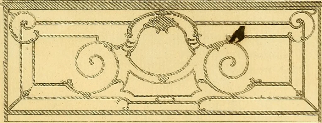 An illustration from L'art de bâtir des maisons de campagne : où L'on traite de leur distribution, de leur construction, & de leur decoration ... Avec l'explication de ces projets, et des desseins de menuiserie, de serrurerie, de parterres, & d'autres ornemens propres à la decoration intérieure & extérieure ..., 1761, leaf 432