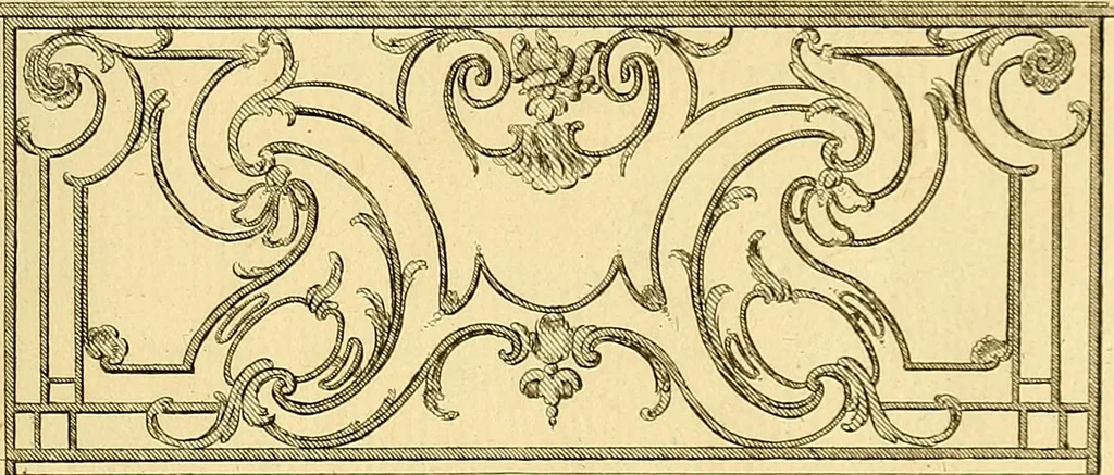 An illustration from L'art de bâtir des maisons de campagne : où L'on traite de leur distribution, de leur construction, & de leur decoration ... Avec l'explication de ces projets, et des desseins de menuiserie, de serrurerie, de parterres, & d'autres ornemens propres à la decoration intérieure & extérieure ..., 1761, leaf 434