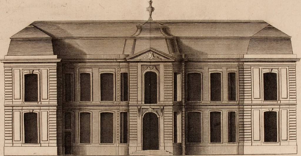 An illustration from L'art de bâtir des maisons de campagne : où L'on traite de leur distribution, de leur construction, & de leur decoration ... Avec l'explication de ces projets, et des desseins de menuiserie, de serrurerie, de parterres, & d'autres ornemens propres à la decoration intérieure & extérieure ..., 1761, leaf 50