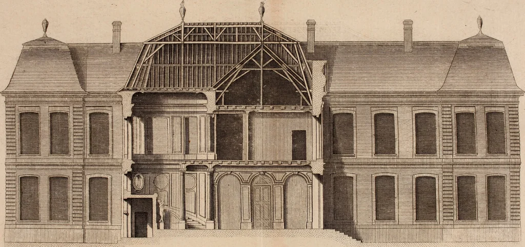 An illustration from L'art de bâtir des maisons de campagne : où L'on traite de leur distribution, de leur construction, & de leur decoration ... Avec l'explication de ces projets, et des desseins de menuiserie, de serrurerie, de parterres, & d'autres ornemens propres à la decoration intérieure & extérieure ..., 1761, leaf 66