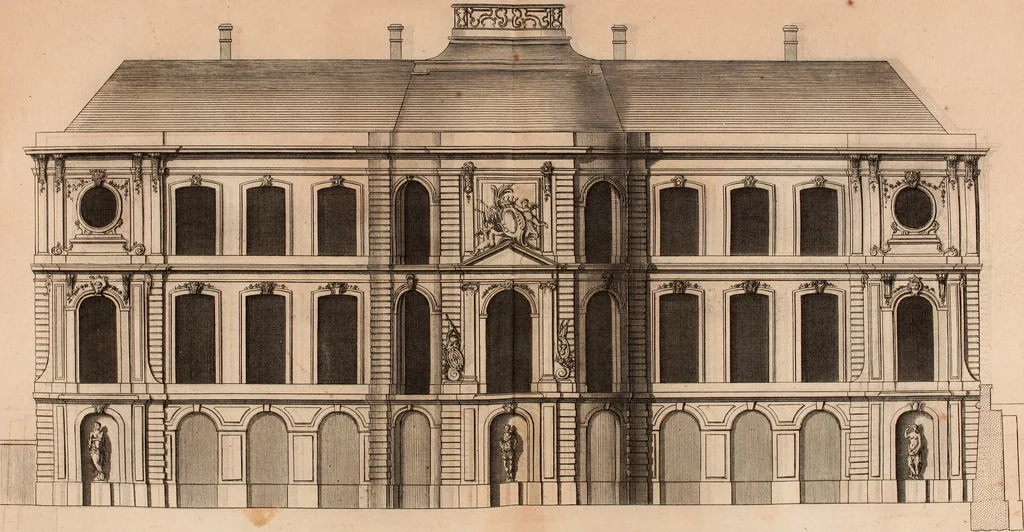 An illustration from L'art de bâtir des maisons de campagne : où L'on traite de leur distribution, de leur construction, & de leur decoration ... Avec l'explication de ces projets, et des desseins de menuiserie, de serrurerie, de parterres, & d'autres ornemens propres à la decoration intérieure & extérieure ..., 1761, leaf 80