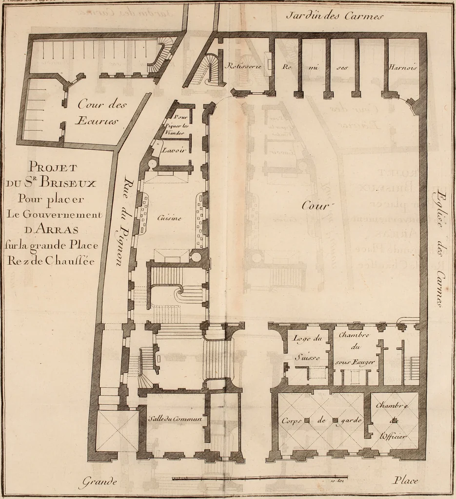 An illustration from L'art de bâtir des maisons de campagne : où L'on traite de leur distribution, de leur construction, & de leur decoration ... Avec l'explication de ces projets, et des desseins de menuiserie, de serrurerie, de parterres, & d'autres ornemens propres à la decoration intérieure & extérieure ..., 1761, leaf 88