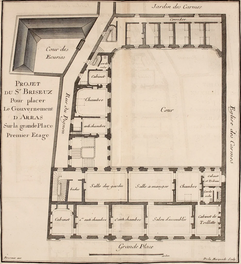 An illustration from L'art de bâtir des maisons de campagne : où L'on traite de leur distribution, de leur construction, & de leur decoration ... Avec l'explication de ces projets, et des desseins de menuiserie, de serrurerie, de parterres, & d'autres ornemens propres à la decoration intérieure & extérieure ..., 1761, leaf 90