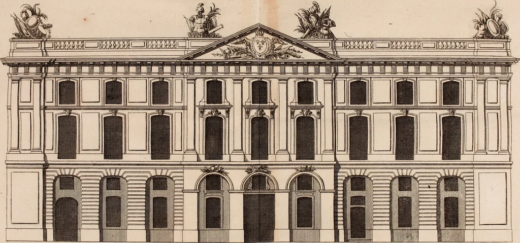 An illustration from L'art de bâtir des maisons de campagne : où L'on traite de leur distribution, de leur construction, & de leur decoration ... Avec l'explication de ces projets, et des desseins de menuiserie, de serrurerie, de parterres, & d'autres ornemens propres à la decoration intérieure & extérieure ..., 1761, leaf 94