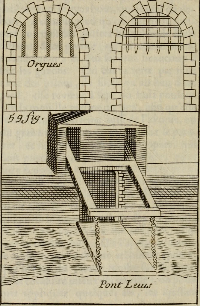 An illustration from L'art de fortifier, de defendre, et d'attaquer les places : suivant les methodes françoises, hollandoises, italiennes & espagnoles, le tout enrichy de figures en taille douce, 1677, leaf 285