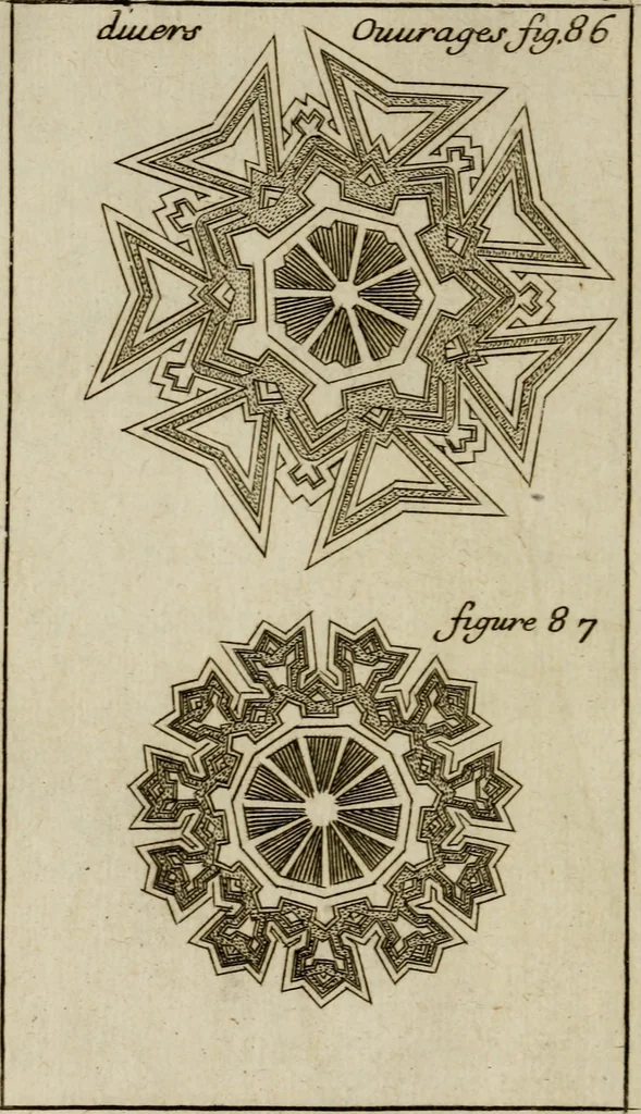 An illustration from L'art de fortifier, de defendre, et d'attaquer les places : suivant les methodes françoises, hollandoises, italiennes & espagnoles, le tout enrichy de figures en taille douce, 1677, leaf 349