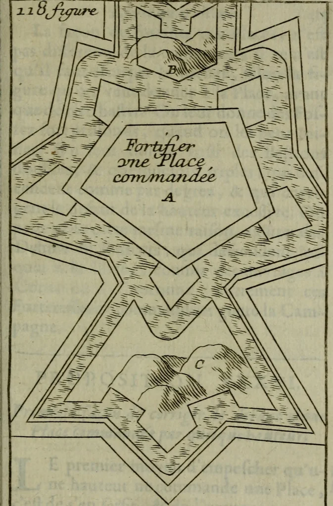 An illustration from L'art de fortifier, de defendre, et d'attaquer les places : suivant les methodes françoises, hollandoises, italiennes & espagnoles, le tout enrichy de figures en taille douce, 1677, leaf 436