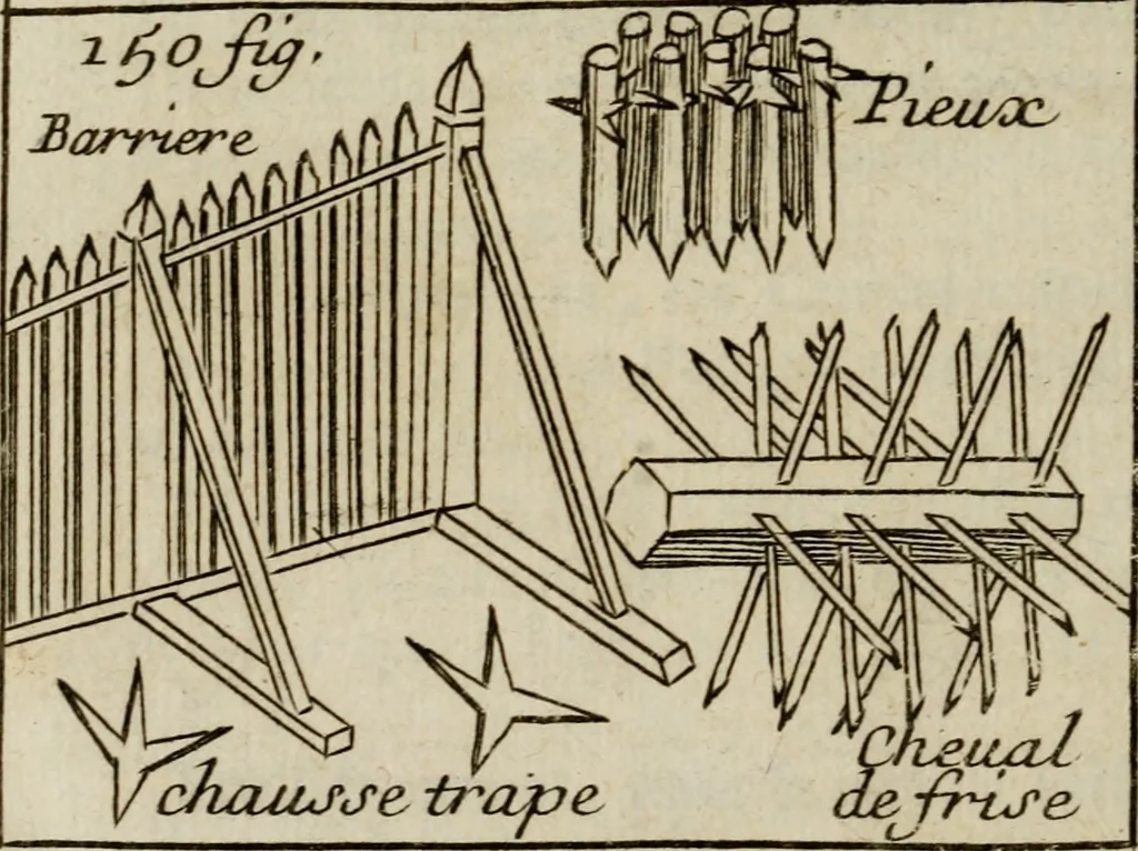 An illustration from L'art de fortifier, de defendre, et d'attaquer les places : suivant les methodes françoises, hollandoises, italiennes & espagnoles, le tout enrichy de figures en taille douce, 1677, leaf 547