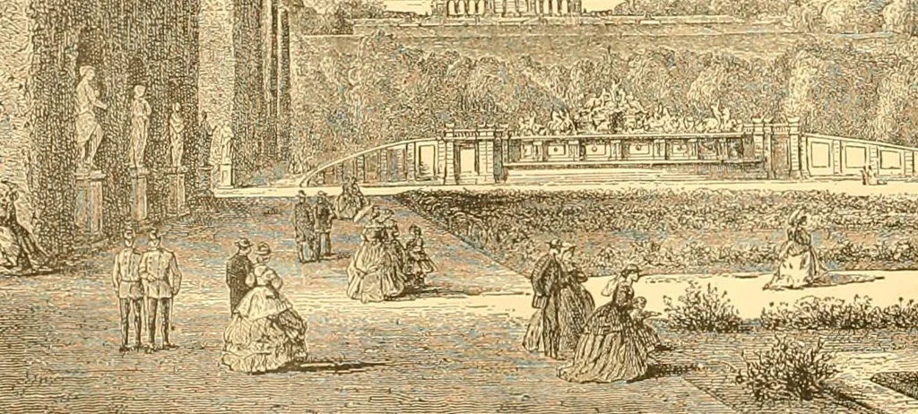 An illustration from L'art des jardins. Parcs--jardins--promenades--étude historique--principles de la composition des jardins--plantations--décoration pittoresque et artistique des parcs et jardins publics; traité pratique et didactique, 1886, leaf 103