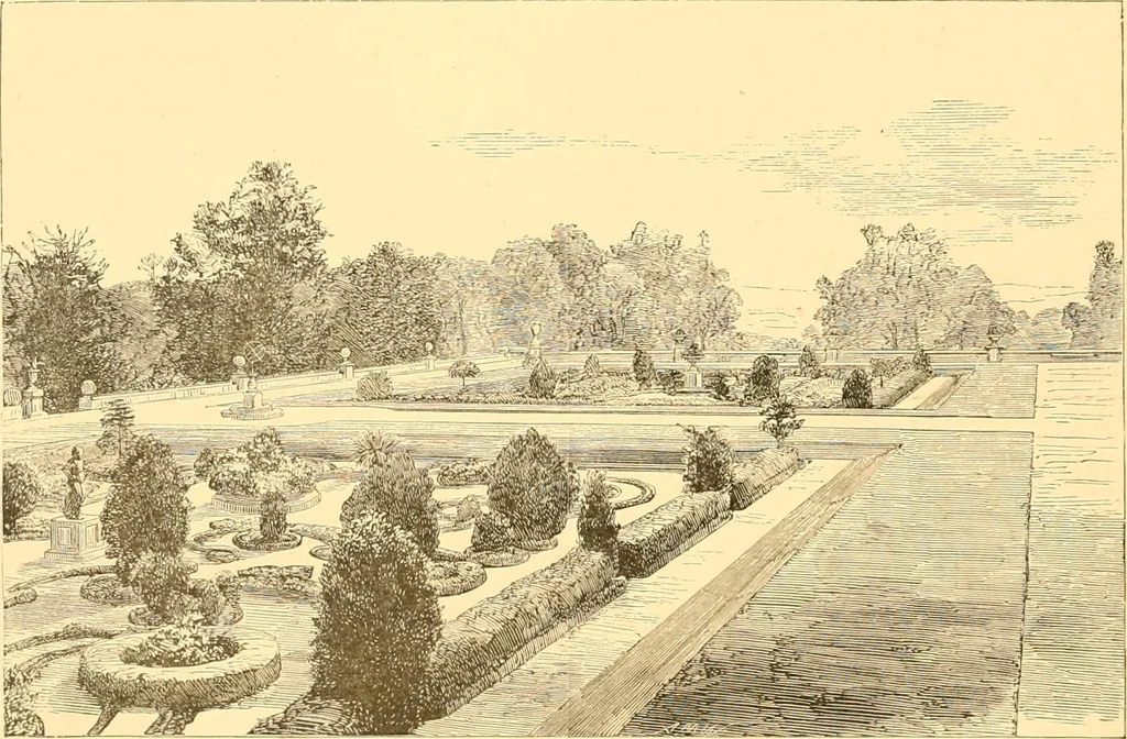 An illustration from L'art des jardins. Parcs--jardins--promenades--étude historique--principles de la composition des jardins--plantations--décoration pittoresque et artistique des parcs et jardins publics; traité pratique et didactique, 1886, leaf 107