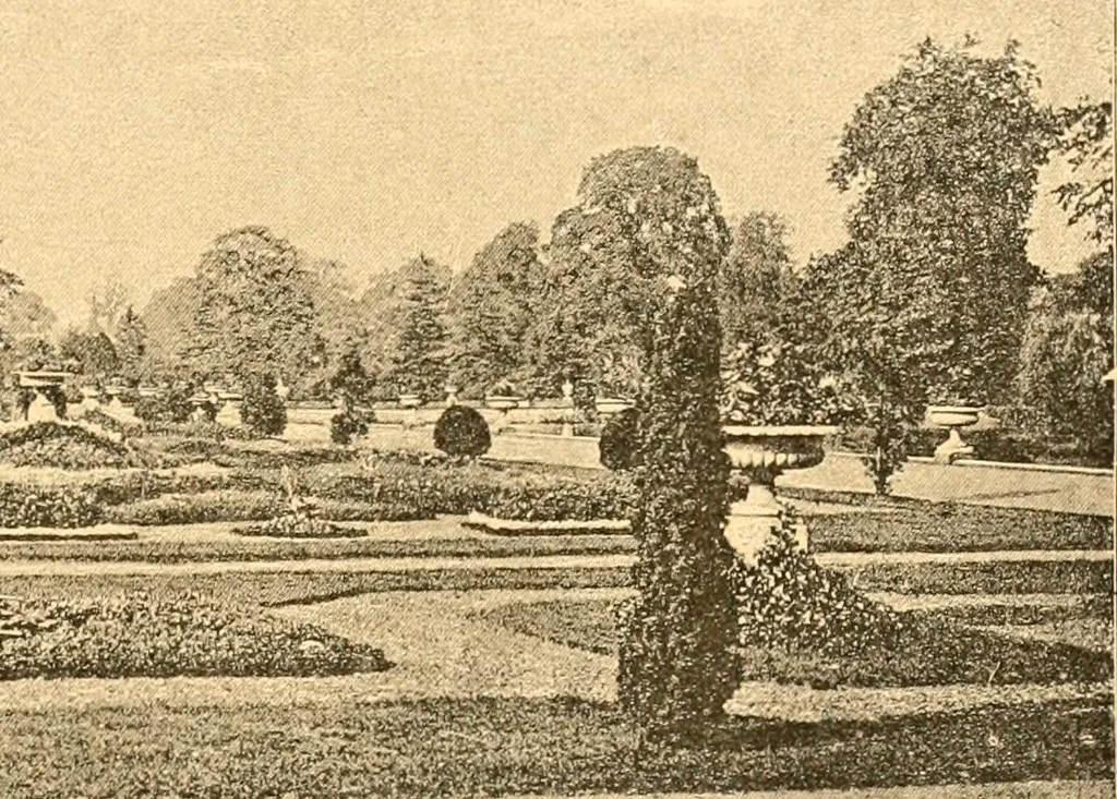 An illustration from L'art des jardins. Parcs--jardins--promenades--étude historique--principles de la composition des jardins--plantations--décoration pittoresque et artistique des parcs et jardins publics; traité pratique et didactique, 1886, leaf 124