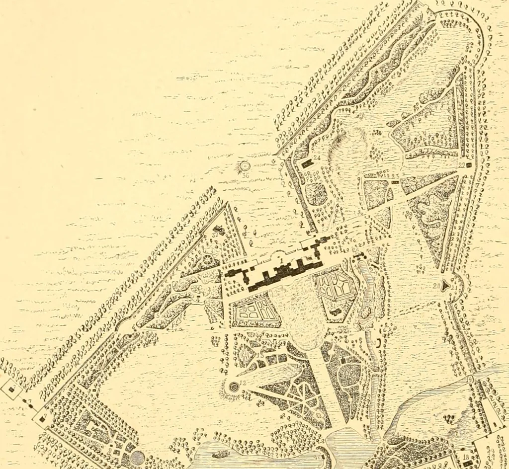 An illustration from L'art des jardins. Parcs--jardins--promenades--étude historique--principles de la composition des jardins--plantations--décoration pittoresque et artistique des parcs et jardins publics; traité pratique et didactique, 1886, leaf 127