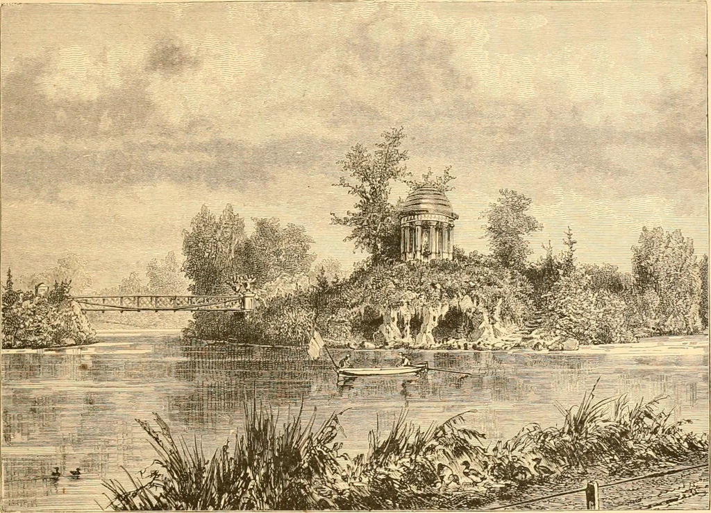 An illustration from L'art des jardins. Parcs--jardins--promenades--étude historique--principles de la composition des jardins--plantations--décoration pittoresque et artistique des parcs et jardins publics; traité pratique et didactique, 1886, leaf 140