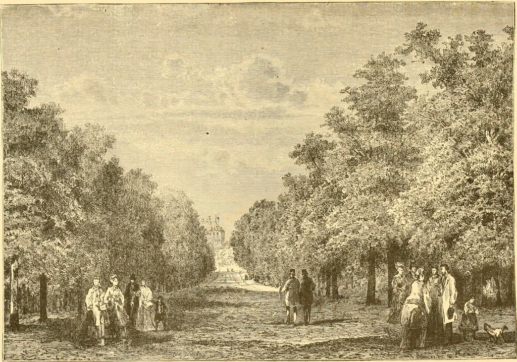 An illustration from L'art des jardins. Parcs--jardins--promenades--étude historique--principles de la composition des jardins--plantations--décoration pittoresque et artistique des parcs et jardins publics; traité pratique et didactique, 1886, leaf 145