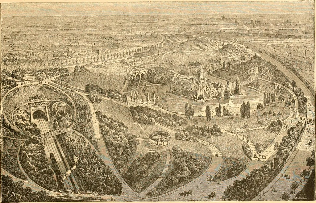An illustration from L'art des jardins. Parcs--jardins--promenades--étude historique--principles de la composition des jardins--plantations--décoration pittoresque et artistique des parcs et jardins publics; traité pratique et didactique, 1886, leaf 146