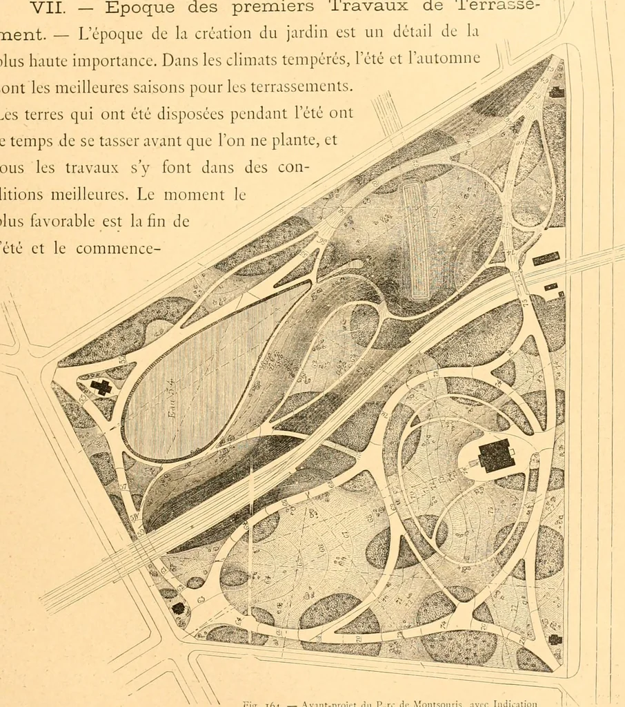 An illustration from L'art des jardins. Parcs--jardins--promenades--étude historique--principles de la composition des jardins--plantations--décoration pittoresque et artistique des parcs et jardins publics; traité pratique et didactique, 1886, leaf 152