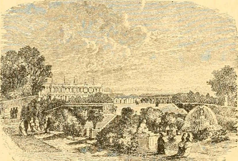 An illustration from L'art des jardins. Parcs--jardins--promenades--étude historique--principles de la composition des jardins--plantations--décoration pittoresque et artistique des parcs et jardins publics; traité pratique et didactique, 1886, leaf 17
