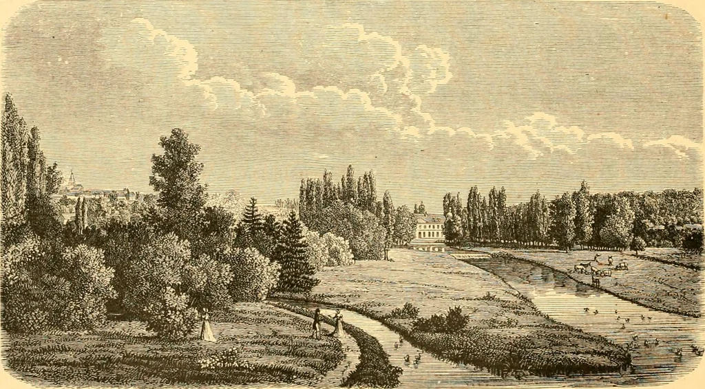 An illustration from L'art des jardins. Parcs--jardins--promenades--étude historique--principles de la composition des jardins--plantations--décoration pittoresque et artistique des parcs et jardins publics; traité pratique et didactique, 1886, leaf 183