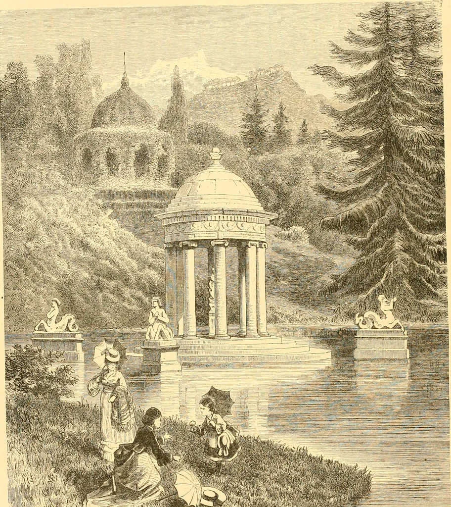 An illustration from L'art des jardins. Parcs--jardins--promenades--étude historique--principles de la composition des jardins--plantations--décoration pittoresque et artistique des parcs et jardins publics; traité pratique et didactique, 1886, leaf 201