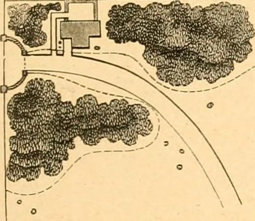 An illustration from L'art des jardins. Parcs--jardins--promenades--étude historique--principles de la composition des jardins--plantations--décoration pittoresque et artistique des parcs et jardins publics; traité pratique et didactique, 1886, leaf 204