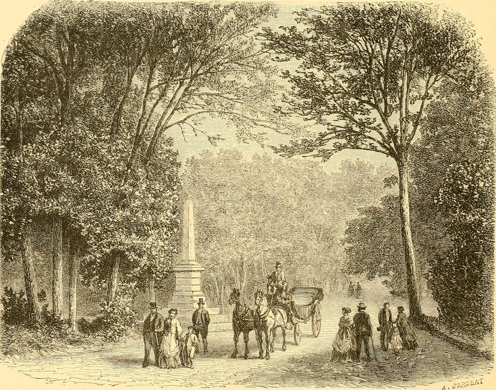 An illustration from L'art des jardins. Parcs--jardins--promenades--étude historique--principles de la composition des jardins--plantations--décoration pittoresque et artistique des parcs et jardins publics; traité pratique et didactique, 1886, leaf 205