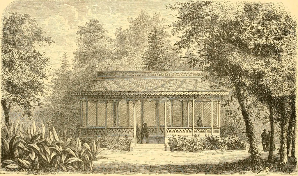 An illustration from L'art des jardins. Parcs--jardins--promenades--étude historique--principles de la composition des jardins--plantations--décoration pittoresque et artistique des parcs et jardins publics; traité pratique et didactique, 1886, leaf 207