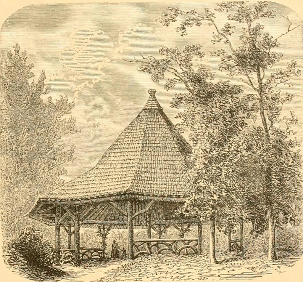 An illustration from L'art des jardins. Parcs--jardins--promenades--étude historique--principles de la composition des jardins--plantations--décoration pittoresque et artistique des parcs et jardins publics; traité pratique et didactique, 1886, leaf 208