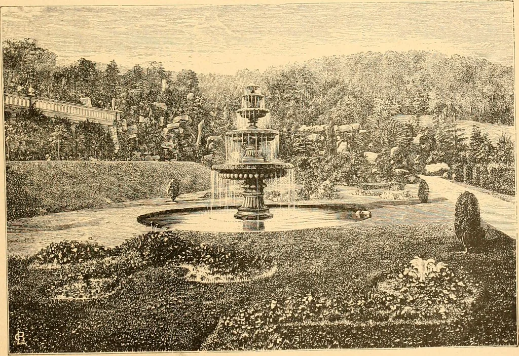 An illustration from L'art des jardins. Parcs--jardins--promenades--étude historique--principles de la composition des jardins--plantations--décoration pittoresque et artistique des parcs et jardins publics; traité pratique et didactique, 1886, leaf 214