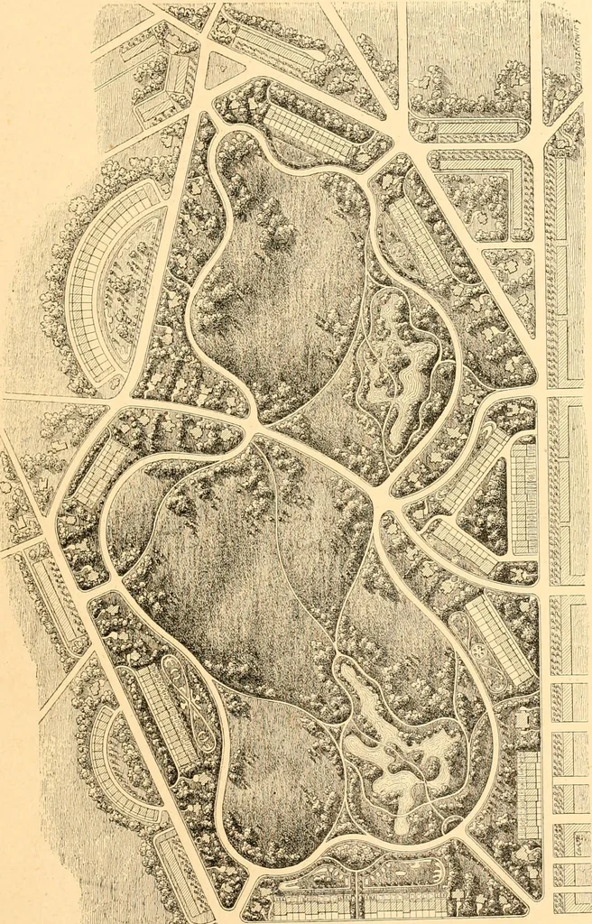 An illustration from L'art des jardins. Parcs--jardins--promenades--étude historique--principles de la composition des jardins--plantations--décoration pittoresque et artistique des parcs et jardins publics; traité pratique et didactique, 1886, leaf 234